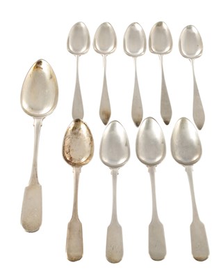 Lot 286 - NINE SILVER TEA SPOONS AND A TABLE SPOON