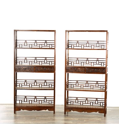 Lot 225 - A PAIR OF CHINESE HARDWOOD DISPLAY CABINETS