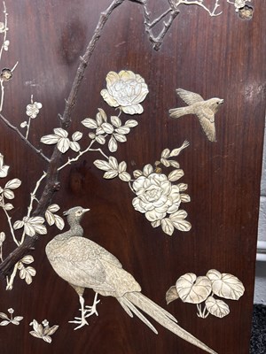 Lot 166 - A PAIR OF 19TH CENTURY JAPANESE SHIBAYAMA HARDWOOD HANGING PLAQUES