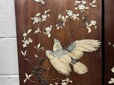 Lot 166 - A PAIR OF 19TH CENTURY JAPANESE SHIBAYAMA HARDWOOD HANGING PLAQUES