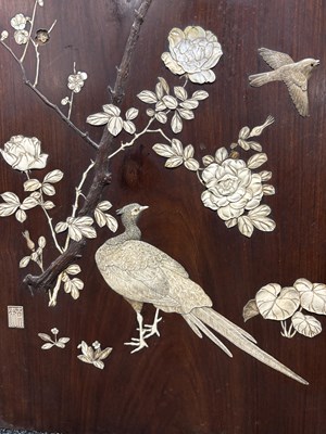 Lot 166 - A PAIR OF 19TH CENTURY JAPANESE SHIBAYAMA HARDWOOD HANGING PLAQUES