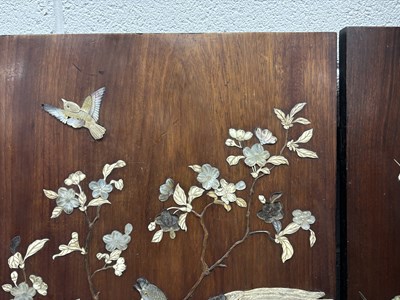 Lot 166 - A PAIR OF 19TH CENTURY JAPANESE SHIBAYAMA HARDWOOD HANGING PLAQUES
