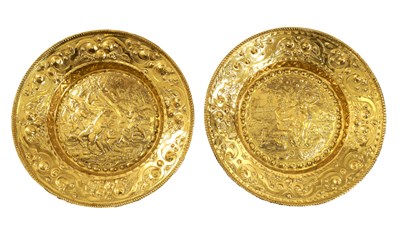 Lot 772 - A PAIR OF 18TH CENTURY STYLE BRASS ALMS DISHES