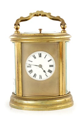 Lot 1677 - A LATE 19TH CENTURY FRENCH OVAL CASED REPEATING CARRIAGE CLOCK