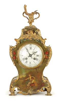 Lot 1606 - A LATE 19TH CENTURY FRENCH VERNIS MARTIN MANTEL CLOCK