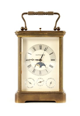 Lot 1511 - A 20TH CENTURY MATHEW NORMAN CARRIAGE CLOCK WITH MOONPHASE AND CALENDAR