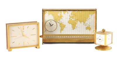 Lot 1583 - A COLLECTION OF THREE VINTAGE GILT BRASS MANTEL CLOCKS