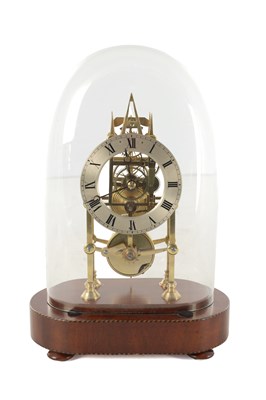 Lot 1573 - A 19TH CENTURY MINIATURE EIGHT-DAY BRASS FRAMED SKELETON CLOCK
