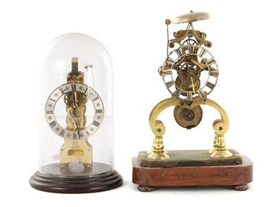 Lot 1672 - A 19TH CENTURY ENGLISH FUSEE SKELETON CLOCK WITH PASSING STRIKE