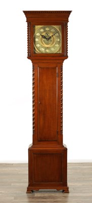 Lot 1719 - DAVID SCOTT, DATED 1927. AN UNUSUAL EARLY 20TH CENTURY OAK DOMESTIC REGULATOR EIGHT-DAY STRIKING LONGCASE CLOCK
