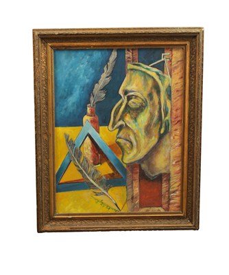 Lot 1035 - RENZO GALEOTTI. A 20TH CENTURY MODERN ART OIL PAINTING