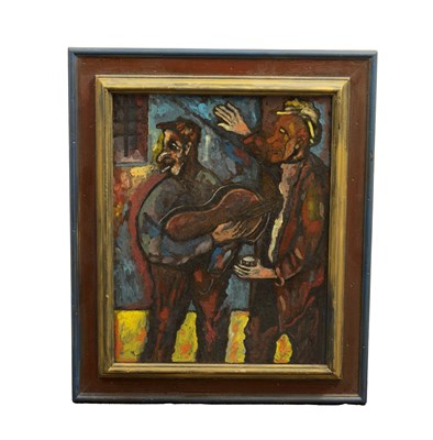 Lot 976 - RENZO GALEOTTI. A 20TH CENTURY MODERN ART MIXED OIL PAINTING