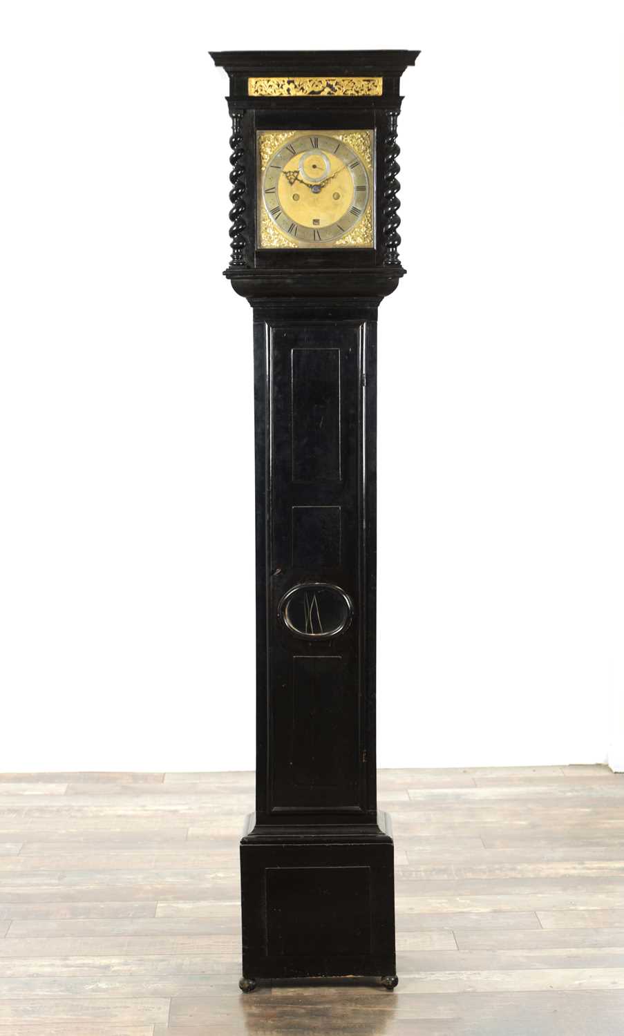 Lot 1255 - A LATE 17TH CENTURY EBONISED 10” EIGHT DAY LONGCASE CLOCK SIGNED NATHANIEL HODGES, LONDINI