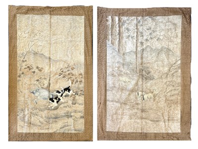 Lot 120a - A PAIR OF 19TH CENTURY JAPANESE WALL TAPESTRIES