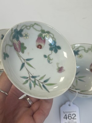 Lot 125 - A SET OF FOUR PIECES OF CHINESE REPUBLIC 'MELON' FAMILLE ROSE FORMING BOWLS AND COVERS