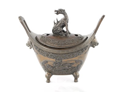 Lot 334 - A JAPANESE BRONZE INCENSE BURNER