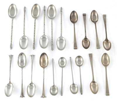 Lot 189 - A COLLECTION OF FOUR SETS OF SILVER TEA SPOONS