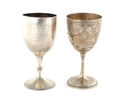 Lot 214 - TWO SILVER GOBLETS