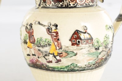 Lot 68 - TWO EARLY 19TH CENTURY LEEDS WARE SPORTING JUGS