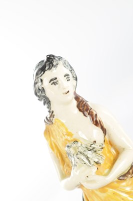 Lot 42 - A LATE 18TH CENTURY PEARLWARE STAFFORDSHIRE FIGURE AND A LATE 18TH CENTURY CREAMWARE FIGURE