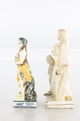 Lot 42 - A LATE 18TH CENTURY PEARLWARE STAFFORDSHIRE FIGURE AND A LATE 18TH CENTURY CREAMWARE FIGURE
