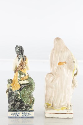Lot 42 - A LATE 18TH CENTURY PEARLWARE STAFFORDSHIRE FIGURE AND A LATE 18TH CENTURY CREAMWARE FIGURE