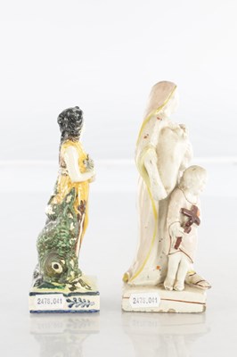 Lot 42 - A LATE 18TH CENTURY PEARLWARE STAFFORDSHIRE FIGURE AND A LATE 18TH CENTURY CREAMWARE FIGURE