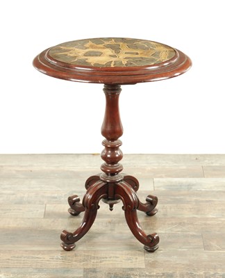 Lot 1666 - A WILLIAM IV MAHOGANY AND TURTLESTONE SPECIMEN MARBLE OCCASIONAL TABLE