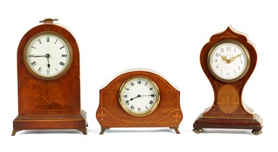 Lot 1425 - A COLLECTION OF THREE FRENCH EDWARDIAN MANTEL CLOCKS