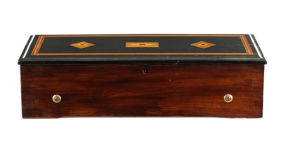 Lot 1032 - A 19TH CENTURY SWISS KEY WOUND SIX AIRS HARP/ZITHER MECHANICAL MUSIC BOX