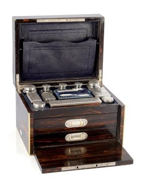 Lot 965 - MANSFIELD, DUBLIN. A FINE 19TH CENTURY CALAMANDER AND BRASS INLAID DRESSING BOX