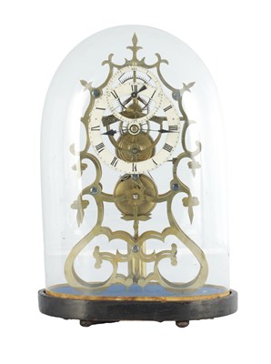 Lot 1434 - A 19TH CENTURY ENGLISH FUSEE SKELETON CLOCK WITH SECONDS DIAL