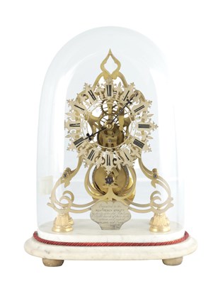 Lot 1409 - A 19TH CENTURY ENGLISH FUSEE SKELETON CLOCK