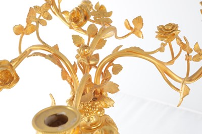 Lot 759 - A PAIR OF 19TH CENTURY FRENCH MARBLE AND ORMOLU CANDELABRA