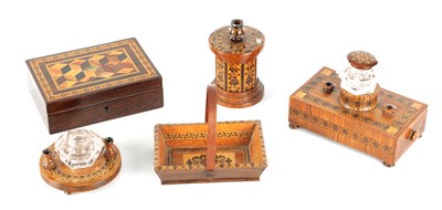 Lot 978 - A GOOD COLLECTION OF FIVE PIECES OF TUNBRIDGE WARE