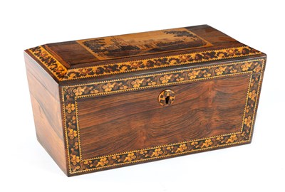 Lot 967 - A 19TH CENTURY TUNBRIDGE WARE TEA CADDY