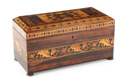 Lot 959 - A LARGE 19TH CENTURY TUNBRIDGE WARE TEA CADDY