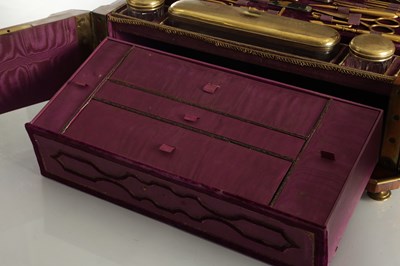 Lot 988 - A FINE PALAIS ROYAL STYLE SILVER GILT FITTED DRESSING BOX