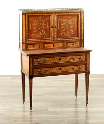 Lot 1709 - AN 18TH CENTURY FRENCH FIGURED SATINWOOD AND MARQUETRY INLAID BONHEUR DU JOUR