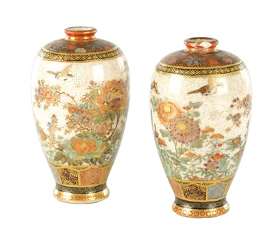 Lot 468 - A FINE PAIR OF MINIATURE JAPANESE MEIJI PERIOD SATSUMA VASES