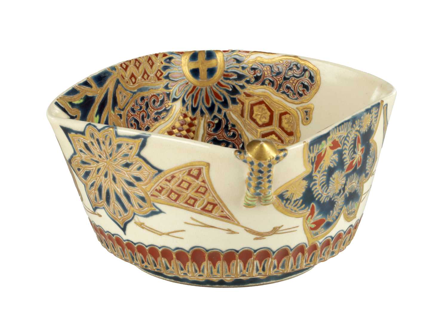 Lot 551 - A JAPANESE MEIJI PERIOD SATSUMA SQUARE SHAPED BOWL