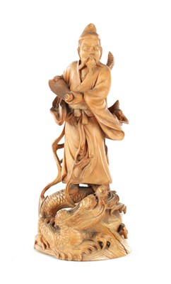 Lot 506 - A GOOD JAPANESE MEIJI PERIOD CARVED BOXWOOD FIGURAL OF A SCHOLAR
