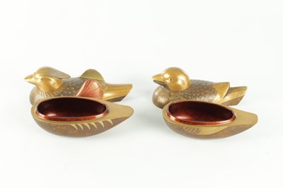 Lot 435 - A PAIR OF JAPANESE MEIJI PERIOD LACQUER WORK LIDDED POTS FORMED AS DUCKS
