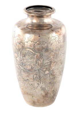 Lot 90 - A JAPANESE MEIJI PERIOD SILVER VASE