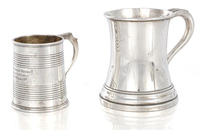 Lot 94 - TWO LATE 19TH/20TH CENTURY SILVER MUGS