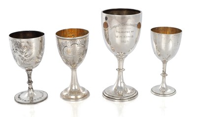 Lot 180 - A COLLECTION OF FOUR 19TH/20TH CENTURY SILVER GOBLETS