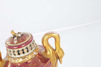Lot 78 - A 19TH CENTURY VIENNA PORCELAIN TWO HANDLED LIDDED URN SHAPED VASE ON PEDESTAL