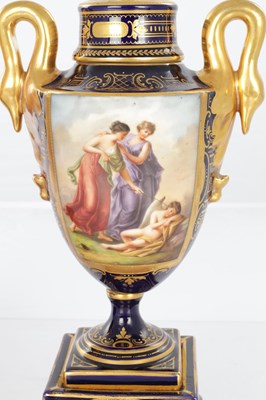 Lot 88 - A PAIR OF 19TH CENTURY VIENNA PORCELAIN VASE AND COVERS