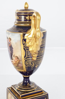 Lot 88 - A PAIR OF 19TH CENTURY VIENNA PORCELAIN VASE AND COVERS