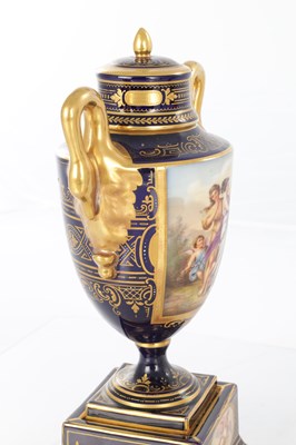 Lot 88 - A PAIR OF 19TH CENTURY VIENNA PORCELAIN VASE AND COVERS